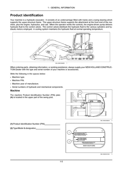 New Holland E60C Mini Excavator Operator Manual 92038756