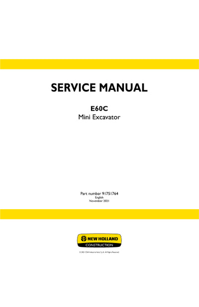 New Holland E60C Mini Excavator Service Manual 91751764