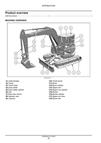 New Holland E85D, E90D, E100D Midi Excavator Service Manual 92326404