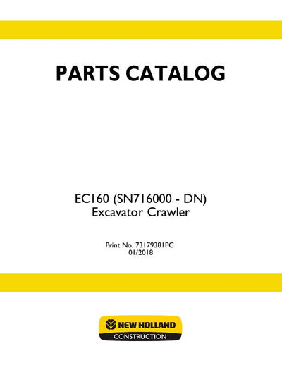 New Holland EC160 Excavator Parts Manual 73179381