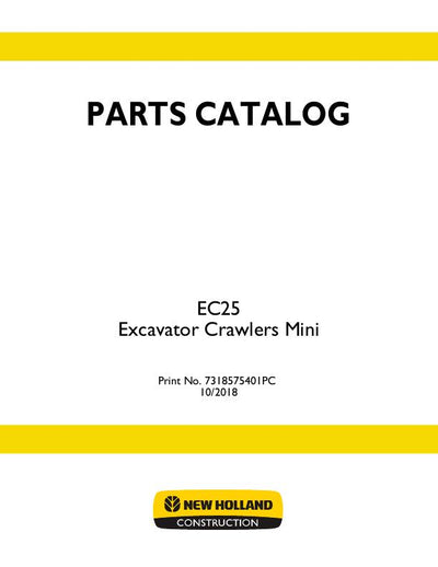 New Holland EC25 Mini Excavator Parts Manual 7318575401
