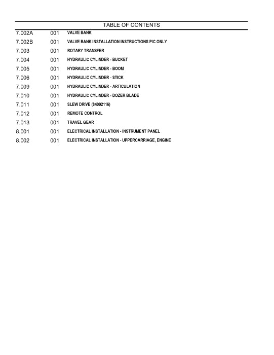 New Holland EC25 Mini Excavator Parts Manual 7318575401