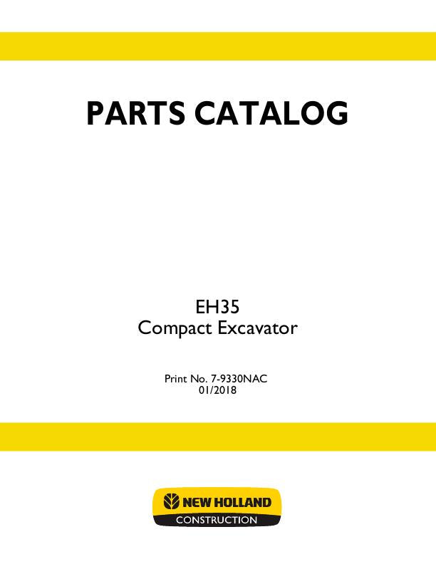 New Holland EH35 Compact Excavator Parts Manual 7-9330NA