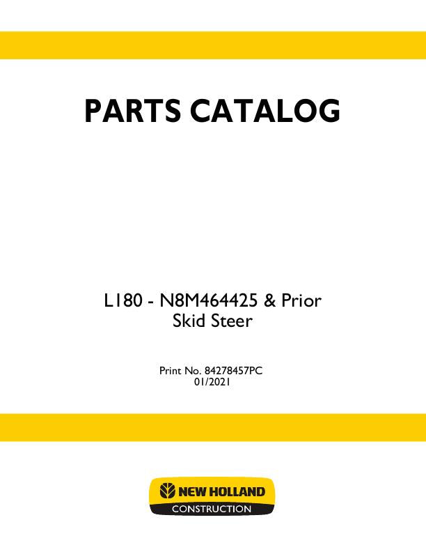 New Holland L180 Skid Steer Loader Parts Manual 84278457