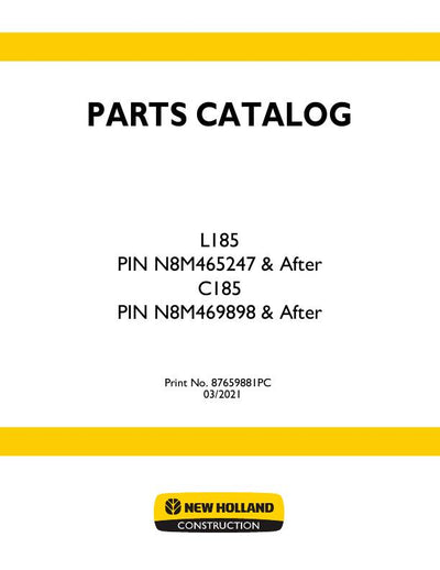 New Holland L185 Skid Steer Loader Parts Manual 87659881