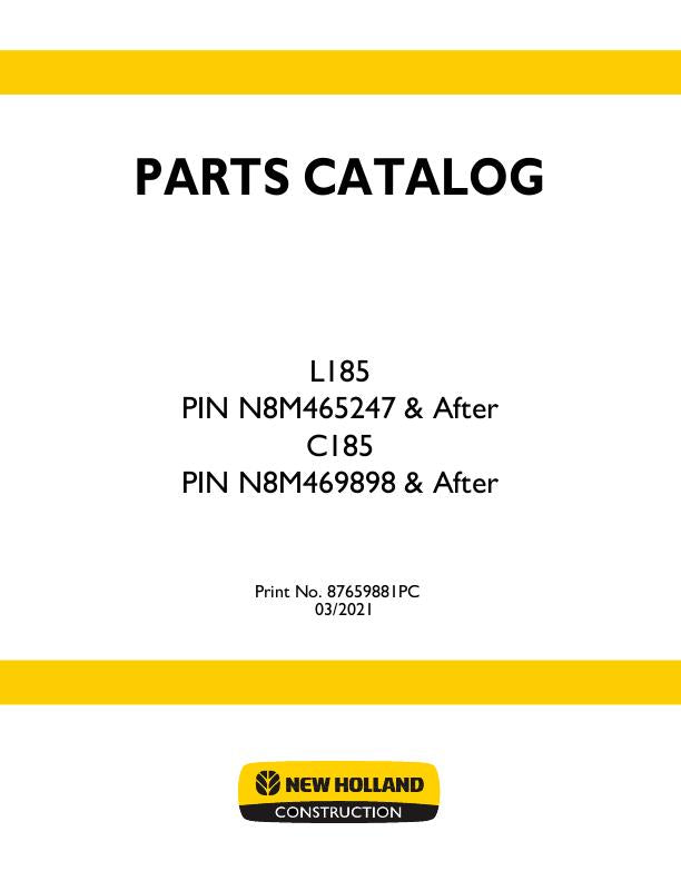 New Holland L185 Skid Steer Loader Parts Manual 87659881