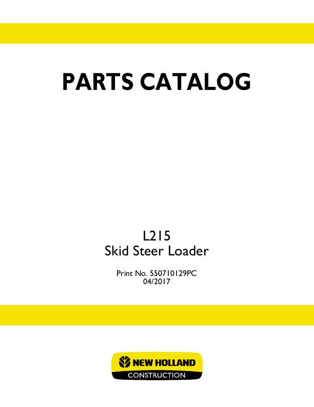 New Holland L215 Skid Steer Loader Parts Manual 550710129PC