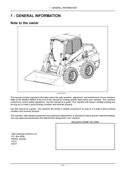 New Holland L318 (300 Series) Skid Steer Loader Operator Manual 92156782