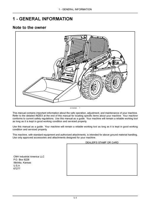 New Holland L318 Tier 4B (final) Skid Steer Loader Operator Manual 91788716