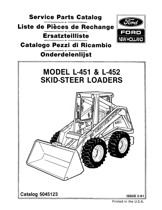 New Holland L451, L452 Skid Steer Loader Parts Manual 05045123
