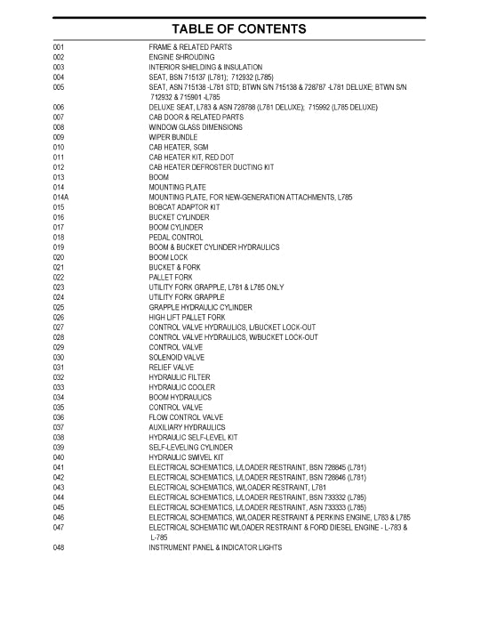 New Holland L783 Skid Steer Loader Parts Manual 87039987