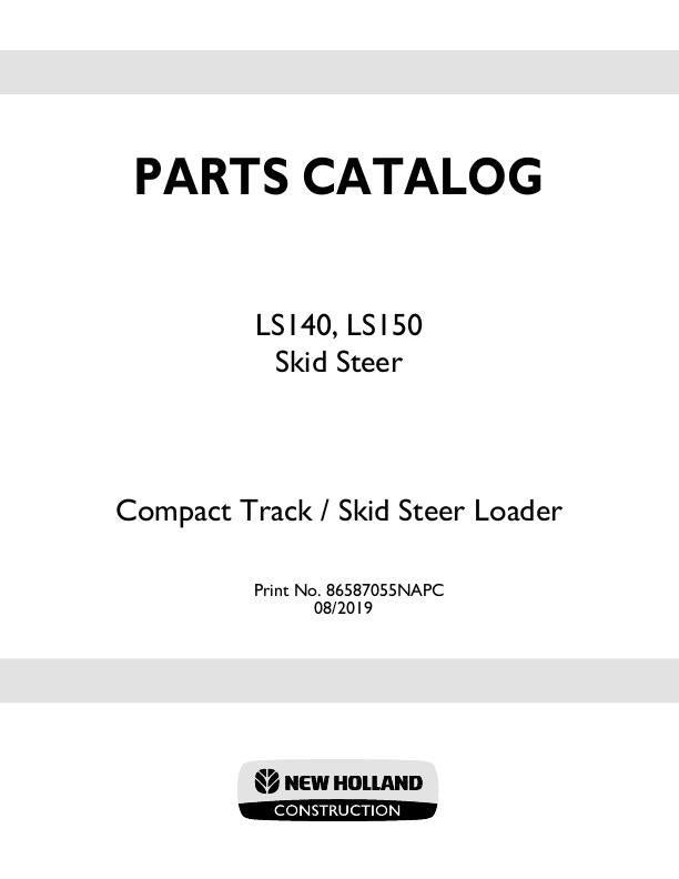 New Holland LS140 LS150 Skid Steer Loader Parts Manual 86587055NA