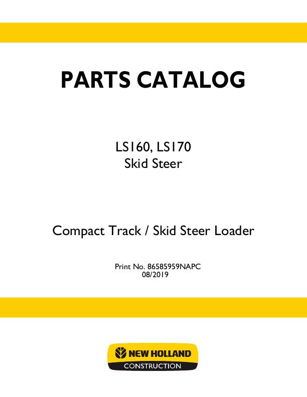 New Holland LS160 LS170 Skid Steer Loader Parts Manual 86585959NA