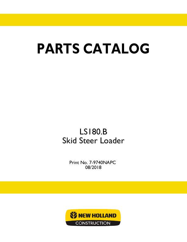 New Holland LS180.B Skid Steer Loader Parts Manual 7-9740NA