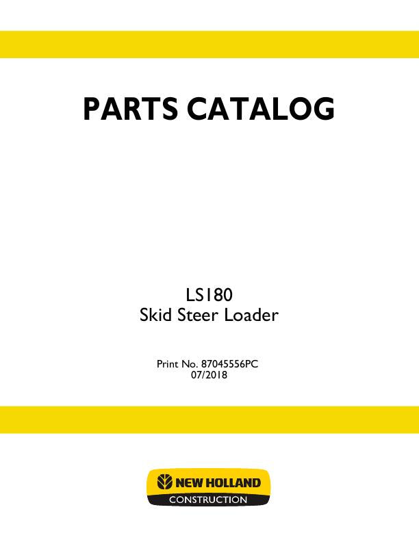 New Holland LS180 Skid Steer Loader Parts Manual 87045556