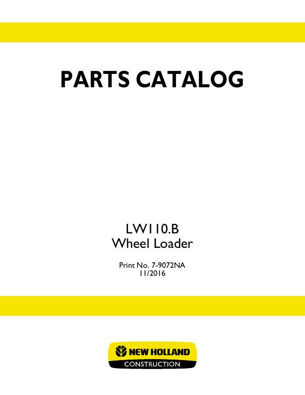 New Holland LW110.B Wheel Loader Parts Manual 7-9072NA