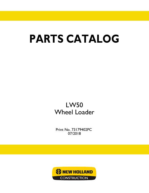 New Holland LW50 Wheel Loader Parts Manual 73179402 