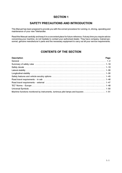 New Holland M427,M428,M459 Telehandlers Operator Manual 87732710NA