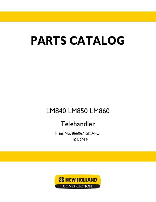 New Holland M840,LM850,LM860 Telehandler Parts Manual 86606715NA
