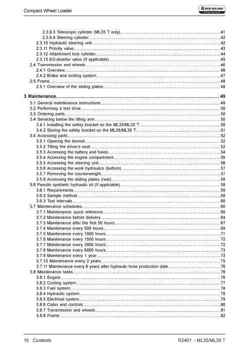 New Holland ML35, ML35T Compact Wheel Loader Service Manual 92086705