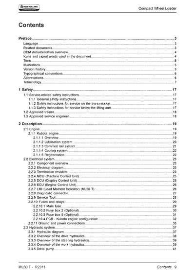 New Holland ML50 T Compact Wheel Loader Service Manual 92086723