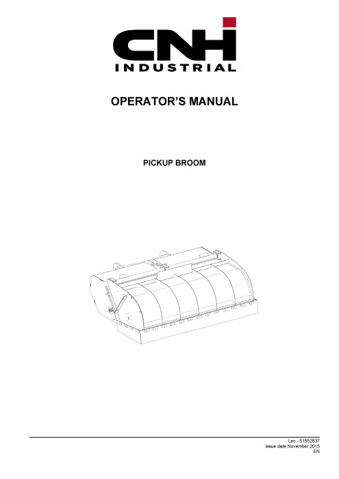 New Holland Pickup Broom for W70B Compact Wheel Loader Operator Manual 51552837