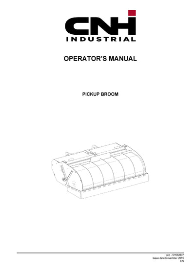 New Holland Pickup Broom for W70B HS Compact Wheel Loader Operator Manual 51552837 