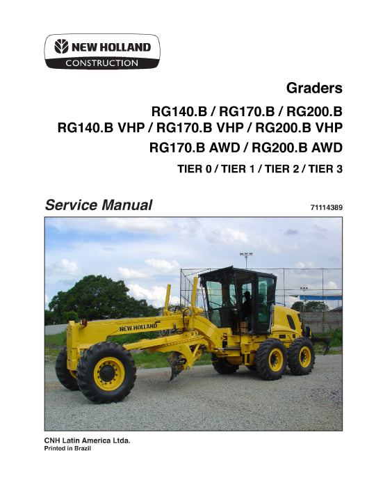 New Holland RG140.B Motor grader Service Manual 71114389