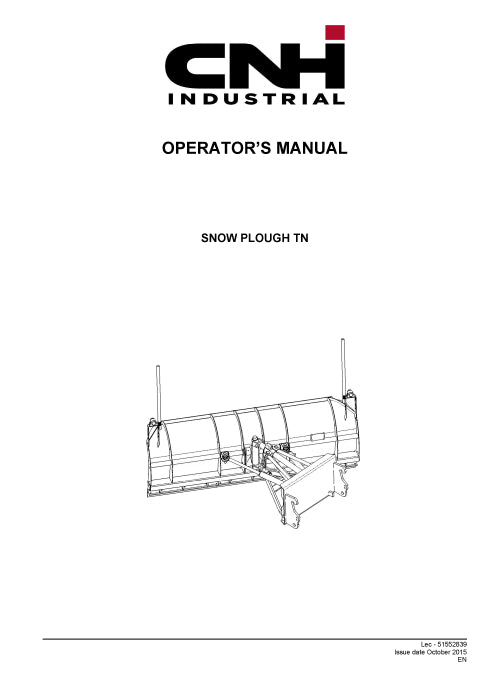 New Holland Snow Plough TN for 221E HS Compact Wheel Loader Operator Manual 51552839