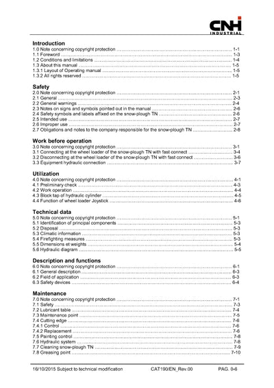 New Holland Snow Plough TN for W60B TC HS Compact Wheel Loader Operator Manual 51552839