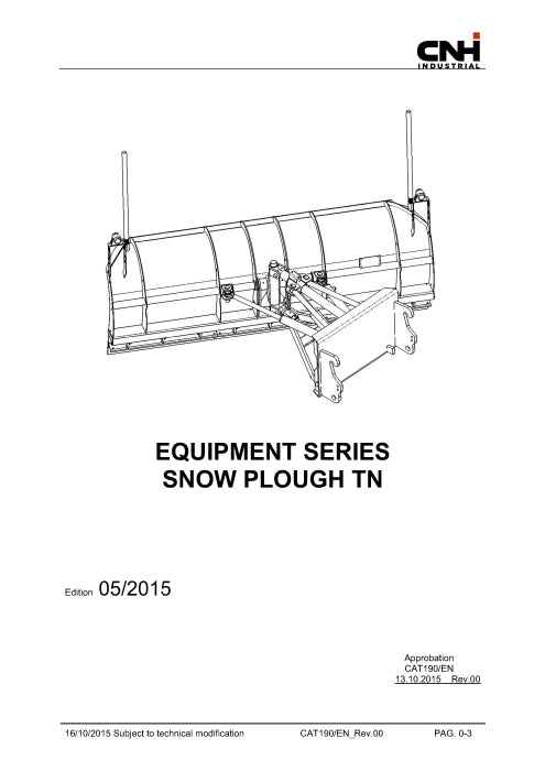 New Holland Snow Plough TN for W60B TC HS Compact Wheel Loader Operator Manual 51552839