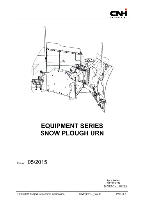 New Holland Snow Plough URN for 121E HS Compact Wheel Loader Operator Manual 51552840