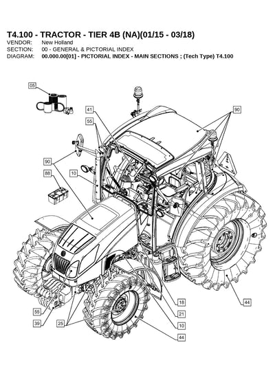 New Holland T4.100 - Tractor TIER 4B (NA) Parts Manual - PDF Download