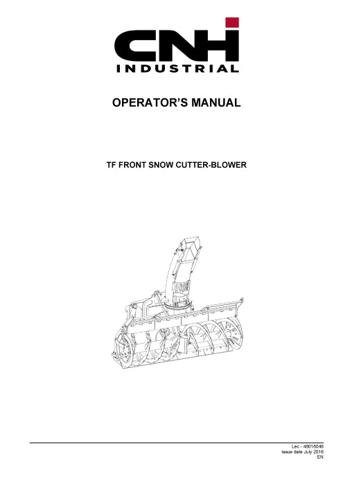 New Holland TF Front Snow Cutter-Blower for 321E HS Compact Wheel Loader Operator Manual 48018048