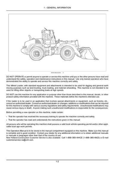 New Holland W130C, W170C Tier 4 Wheel Loader Operator Manual 47558880