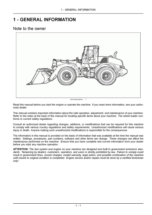 New Holland W130C,W170C Tier 4 Wheel Loader Operator Manual 84474096