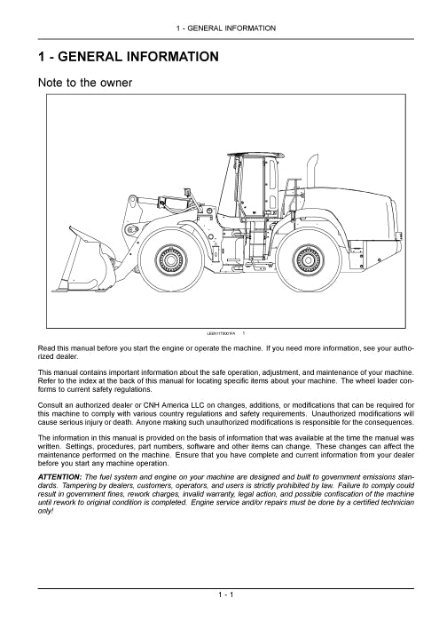New Holland W270C,W300C Tier 4 Wheel Loader Operator Manual 84591025
