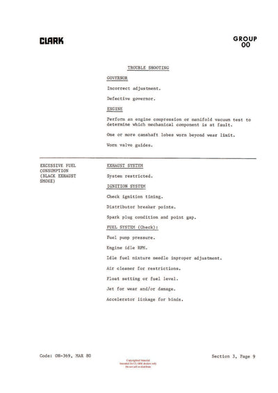 Clark C500 (OH-339)Forklift Overhaul Manual - PDF Download