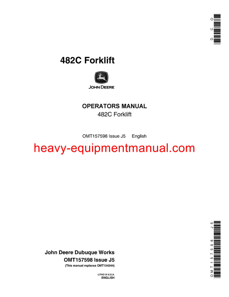 Download John Deere 482C forklift Operator Manual OMT157598
