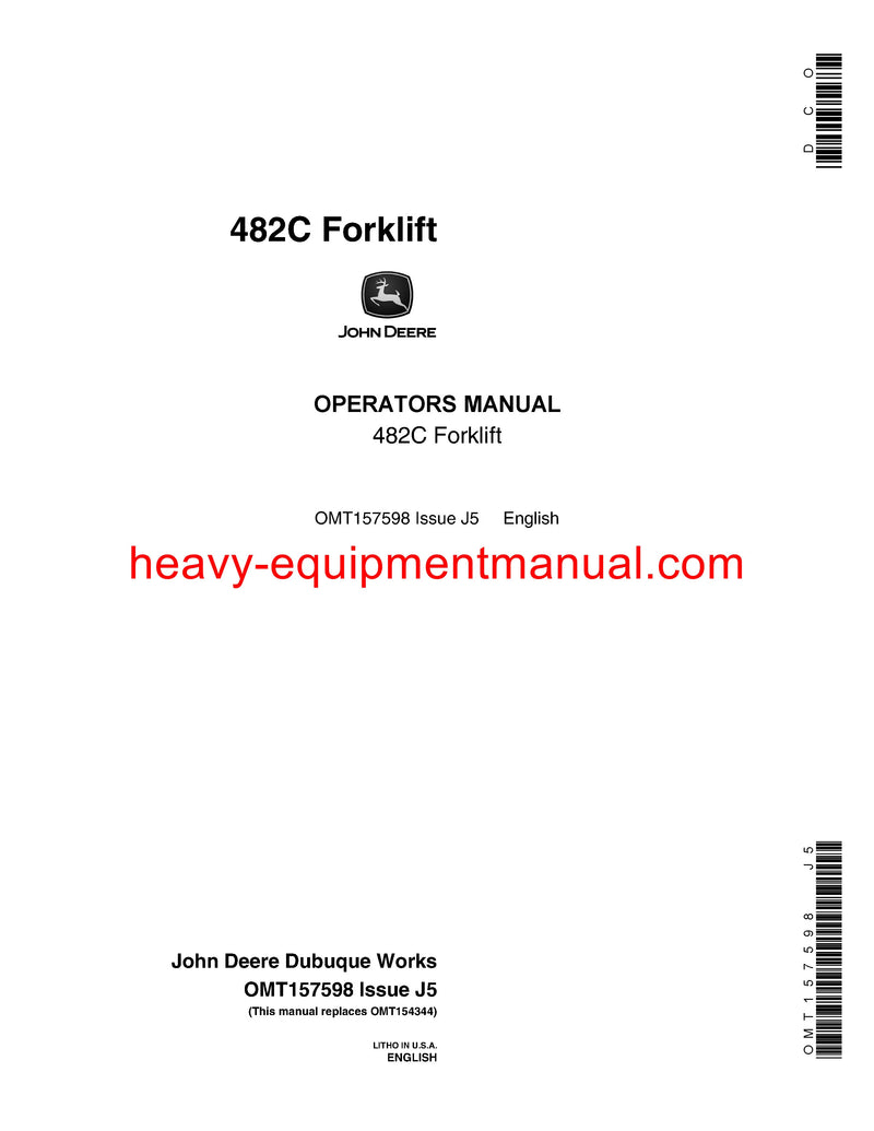 Download John Deere 482C forklift Operator Manual OMT157598 Download John Deere 482C forklift Operator Manual OMT157598