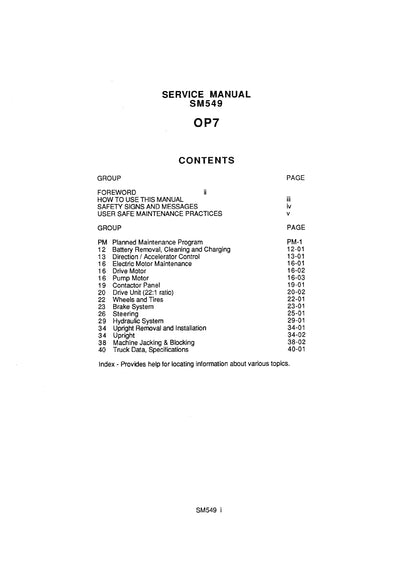 Clark OP 7 (SM-549) Forklift Service Repair Manual - PDF Download