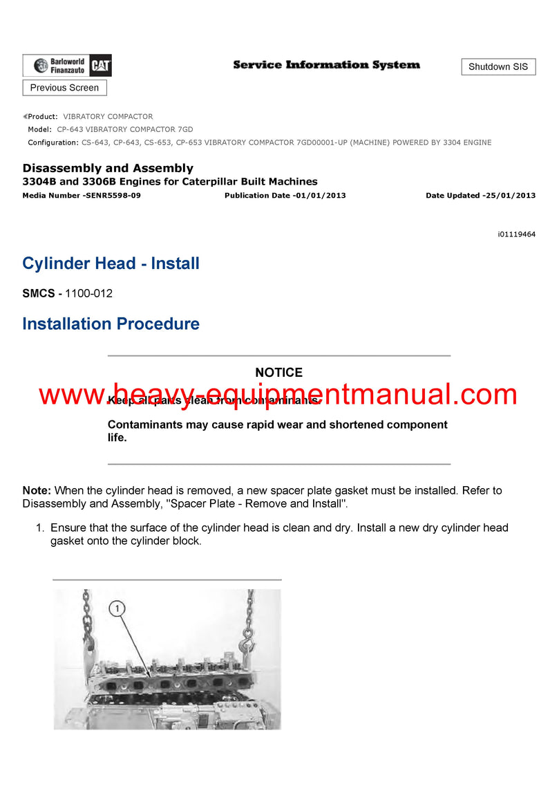 Download Caterpillar CS-643 VIBRATORY COMPACTOR Service Repair Manual 7GD