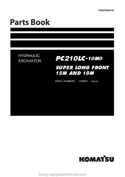 Komatsu PC210LC-10M0 (THA) SUPER LONG FRONT SPEC Crawler Excavator Parts Manual SN C00001-UP