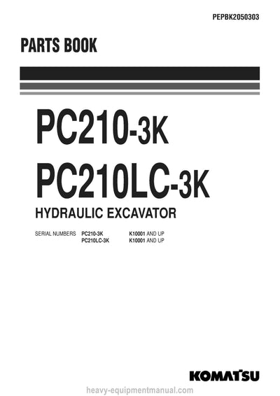 Komatsu PC210LC-3(GBR) Crawler Excavator Parts Manual SN K10001-UP