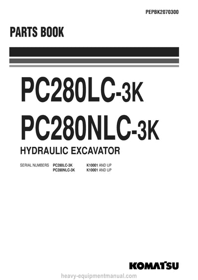 Komatsu PC280LC-3(GBR) Crawler Excavator Parts Manual SN K10001-UP