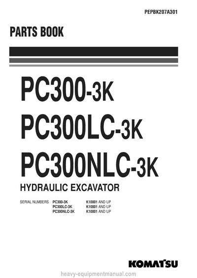 Komatsu PC300NLC-3(GBR) Crawler Excavator Parts Manual SN K10001-UP