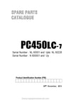 Komatsu PC450LC-7 and additional models (IND) Crawler Excavator Parts Manual SN N600001-UP