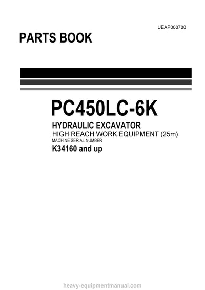 Komatsu PC450LCD-6(GBR) Crawler Excavator Parts Manual SN K34160-UP