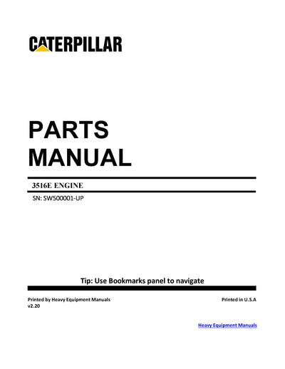 PDF CATERPILLAR 3516E ENGINE PARTS MANUAL SW500001-UP