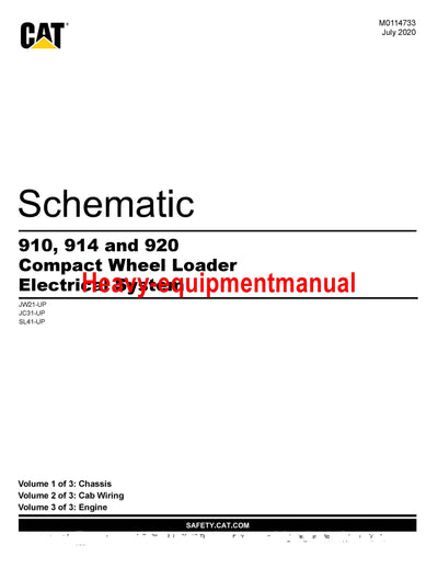 CATERPILLAR 914 COMPACT WHEEL LOADER ELECTRICAL & HYDRAULIC SCHEMATIC MANUAL JC3
